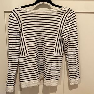 Talbots petite, navy and white stripe cotton long sleeve